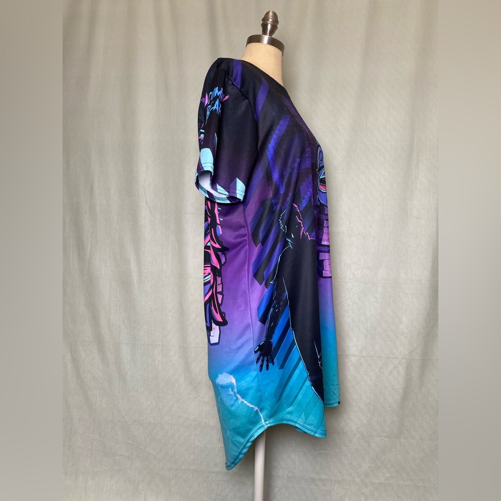 Graphic Short Sleeve Tee - Blue and Purple - Picture 2 of 3